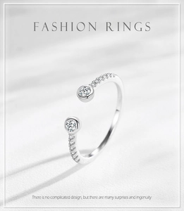 Detailed close-up of a silver adjustable ring featuring micro-pave zircons and sleek design
