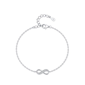 Elegant S925 sterling silver infinity bracelet for women with shimmering zircon accents