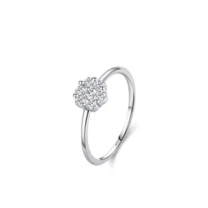 Bague en Argent Sterling S925 Fleur Micro-pavage Zirconia pour Femme Alliance Florale Délicate Style Doux Cadeau Bijoux Saint Valentin