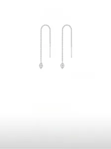 Macro shot of silver S925 threader earrings featuring marquise-cut crystal drop pendants