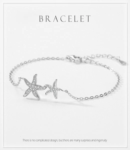 Gros plan du bracelet étoile de mer en argent S925 serti de zircons brillants
