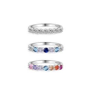 Tres anillos apilables de plata S925 con circonitas de colores en degradado