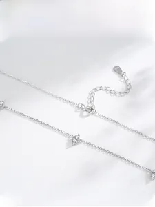 Detailed close-up of S925 sterling silver chain with marquise-cut sparkling zircons