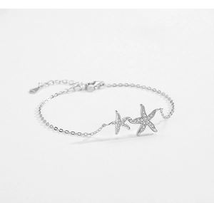 Détail du bracelet étoile de mer en argent S925 avec zircons brillants et fermoir ajustable