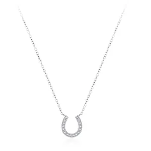 Collier Pendentif Fer à Cheval en Argent Sterling 925 pour Femmes Minimalisme Incrusté de Zirconia Chaîne de Clavicule en Forme de U Bijoux