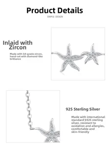 Macro shot of S925 sterling silver starfish pendant with hand-set 5A cubic zirconia