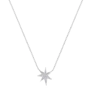 S925 Sterling Silver Star Pendant Necklace For Women Cubic Zirconia Sparkling Polaris Clavicle Chain Light Luxury Fine Jewelry