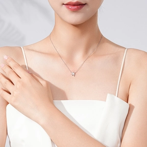 Elegant S925 silver star pendant necklace with sparkling cubic zirconia on a model