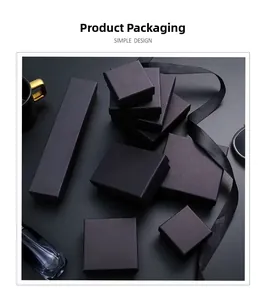 Elegant matte black jewelry gift boxes for necklaces and rings with premium ribbons