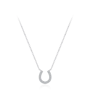 Collier fer à cheval en argent 925 étincelant orné de zircons cubiques sertis en pavé