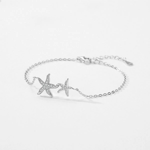 Bracelet étoile de mer en argent S925 élégant avec cristaux de zircon brillants pour femme