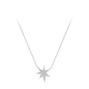 Minimalist S925 sterling silver star pendant necklace with sparkling cubic zirconia stones