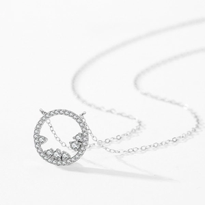 Élégant collier en argent S925 avec pendentif rond pavé de zircons pour femme