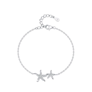 Bracelet étoile de mer en argent S925 avec zircons brillants et chaîne réglable