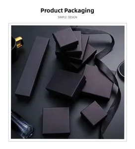 Minimalist matte black jewelry gift boxes with elegant silk ribbons for necklaces and rings