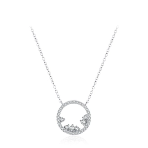 Collier en argent sterling S925 avec pendentif circulaire serti de zircons cubiques brillants