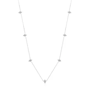925 Sterling Silver French Elegant Necklace For Women Marquise Cut Zirconia Clavicle Chain Minimalist Luxury Jewelry