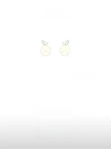 Detail of S925 sterling silver lemon studs with light blue enamel leaves and tiny crystals
