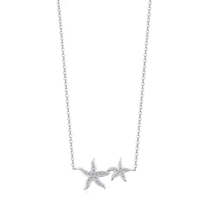 925 Sterling Silver Starfish Pendant Necklace For Women Micro Inlaid Zirconia Sea Star Ocean Style Clavicle Chain Jewelry