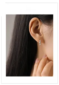 Gros plan de boucles d'oreilles papillon élégantes en argent S925 avec zircons brillants