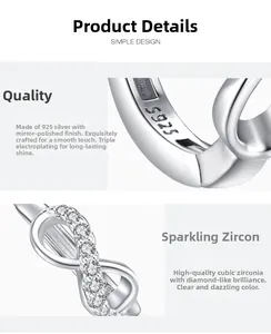 Detailansicht S925 Sterlingsilber Infinity-Ring mit funkelnden Zirkonia-Steinen im Pavé-Stil