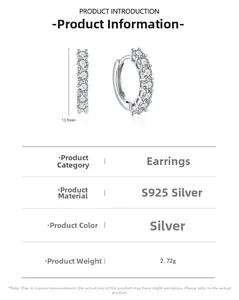 Détail des boucles d'oreilles créoles en argent S925 avec dimensions et poids précis