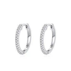 S925 Sterling Silver Zirconia Hoop Earrings For Women Micro Inlaid Round Huggie Hoop Earrings Fashion Jewelry Gift