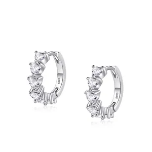 S925 Sterling Silver Heart Zirconia Hoop Earrings Sparkling Heart Shaped Huggie Earrings For Women Luxury Jewelry Gift