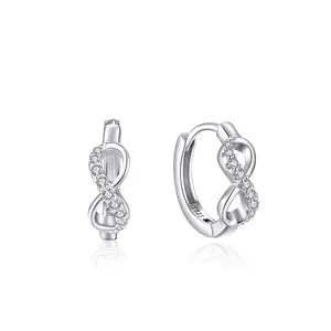 925 Sterlingsilber Unendliche Liebe Creolen Für Damen Mikro-Strass Mode Schmuck Elegante Schmuck Geschenk