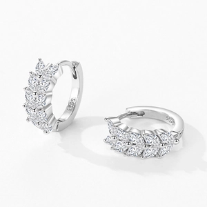 Boucles d'oreilles feuilles en argent S925 avec cristaux de zircone cubique brillants