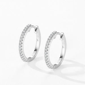 Elegant S925 sterling silver hoop earrings with micro-paved sparkling cubic zirconia