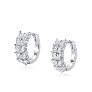 Élégantes boucles d'oreilles feuilles en argent 925 avec zircons blancs scintillants
