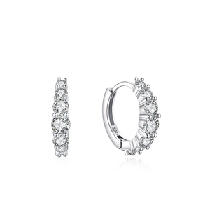 S925 sterling silver hoop earrings featuring seven brilliant round cut cubic zirconia stones