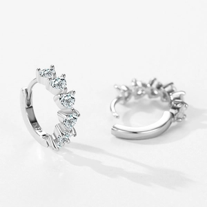 Sparkling S925 sterling silver heart-shaped zirconia hoop earrings for women