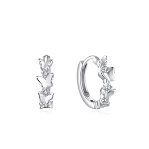 Élégantes créoles papillon en argent sterling S925 avec pierres de zircone brillantes