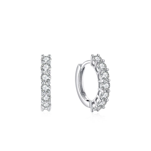 Boucles d'oreilles créoles en argent 925 avec sept zircons cubiques scintillants