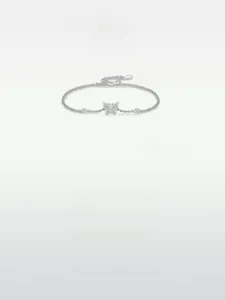 Detail of S925 sterling silver butterfly bracelet featuring sparkling pavé crystals