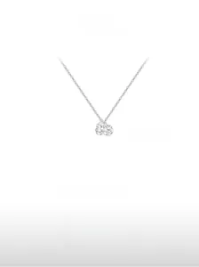 Close-up of S925 sterling silver necklace featuring two brilliant round cut pendants
