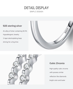 Detailed view of S925 sterling silver band with triple-layer plating and cubic zirconia
