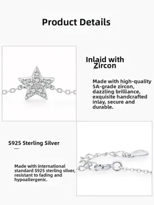 Detailed macro view of S925 sterling silver star pendant with micro-set 5A zircon stones