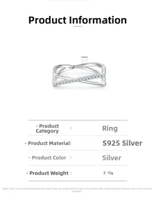 Macro detail of S925 sterling silver crisscross ring with 1.6mm micro pave setting