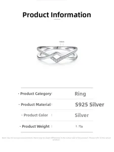 Detail view of S925 sterling silver crisscross ring showing 1.6mm width and 1.72g weight