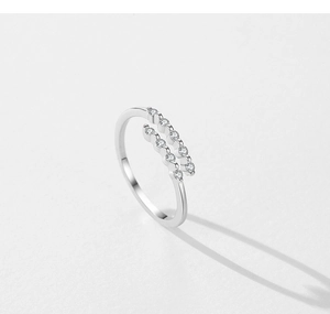 Detailed view of the double-row zircon setting on the S925 silver adjustable ring