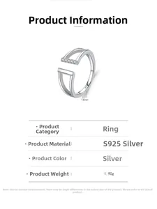 Detailed specs of S925 silver geometric ring with micro zircons, weighing 1.90g