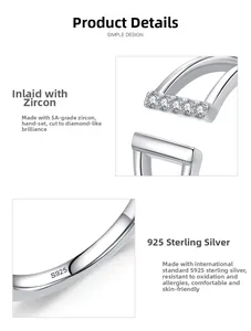 Macro detail of S925 sterling silver ring showing 5A zircons and engraved S925 hallmark