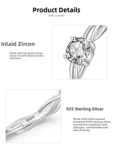 Close-up of S925 sterling silver ring showing the engraved hallmark and round zircon stone