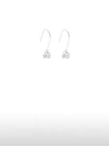 Macro shot of S925 sterling silver drop earrings with graduated sparkling cubic zirconia