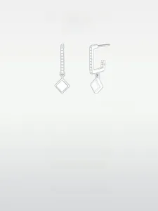 Detailed design sketch of S925 sterling silver geometric square drop earrings for women