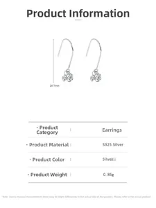 Macro detail of S925 sterling silver drop earrings with clear cubic zirconia stones