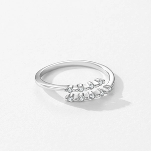 Minimalist S925 sterling silver open ring featuring double layers and micro-inlaid zircons